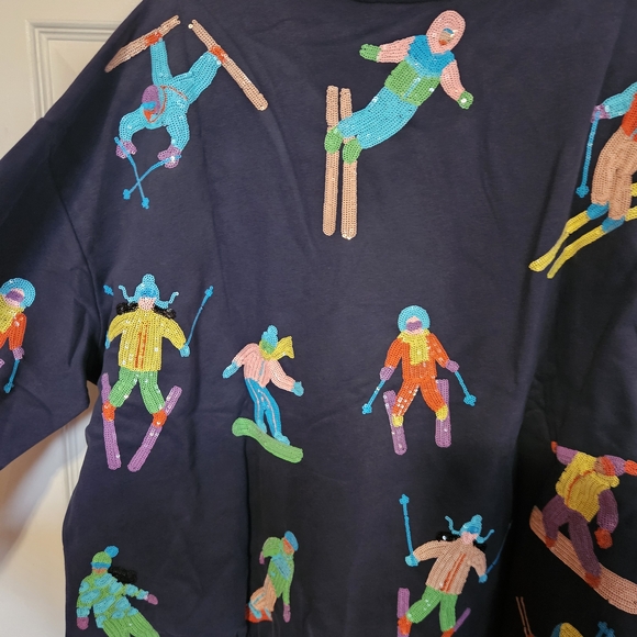 QUEEN OF SPARKLES Navy and Yellow Sweatshirt - Picture 5 of 5